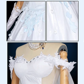 Oyun Kader kalmak gece Cosplay Kostümleri Altria Pendragon Saber Cosplay Kostüm Üniforma Elbise Beyaz Gelinlik Takım Elbise Sıcak 3