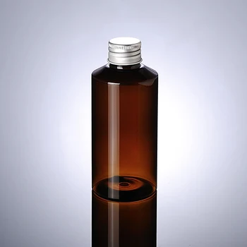 Plastik Şişe Amber / Yeşil / Şeffaf 150ml Plastik Serum Şişesi, Toner için Alüminyum Kapaklı Sıvı Kozmetik Ambalaj 3