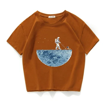 temizleme ay uzay 2021 Komik kırpma üst rahat %100 % pamuk kısa T Shirt kadın Camisetas Verano Mujer kadın kıyafetleri harajuku 3