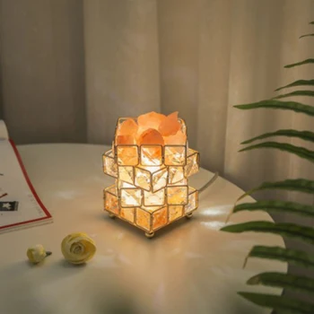 USB kristal gece lambası doğal kristal tuz başucu gece lambası kırık cam yatak odası ev dekorasyon masaüstü ışık hediye 3