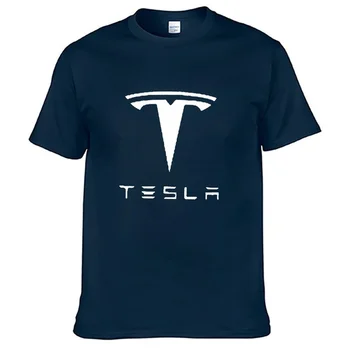 Yaz erkek tişört Tesla araba logosu Baskılı Erkek Kısa Kollu Casual erkek kısa kollu düz renk tişört Tops 3