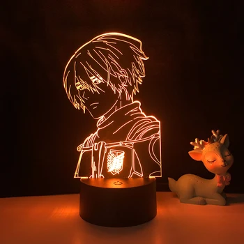 Anime Lamba Titan 4 Mikasa Ackerman Figürü yatak odası dekoru Gece Lambası çocuklar için doğum günü hediyesi Shingeki Hiçbir Kyojin 3d ışık 4