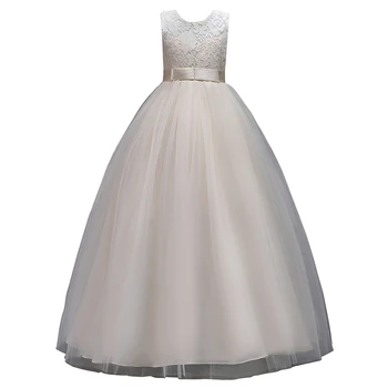 Dantel Çiçek Kız Elbise 2020 Yumuşak Tül Kat Uzunluk Balo Prenses Çocuk Kokteyl Düğün Parti Elbiseler Pageant elbise 4
