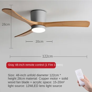 Iskandinav katı ahşap tavan vantilatörü ile Lamba, Modern Minimalist Restoran Oturma Odası Yatak Odası Ev Fan ile LED Lamba Havalandırma 4