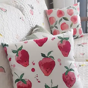 Küçük çilek pembe yastık sevimli kız kalp yastık yaz kanepe yatak odası şeftali yastık yatak yastık 4