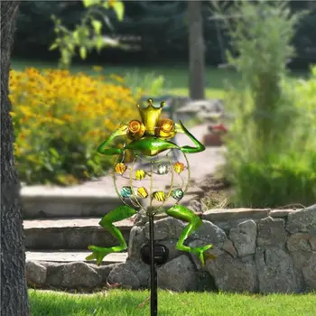 LED kurbağa güneş ışığı veranda bahçe dekorasyon ışıklandırma bakır tel içi boş Metal dekor kazık ışıkları su geçirmez demir lamba 4