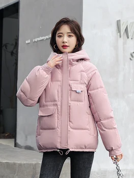 10 Renkler Mevcut Kadınlar Kış Ceket Kapşonlu Kore Tarzı Gevşek Büyük Boy Kadın Yastıklı sıcak tutan kaban Parka 5