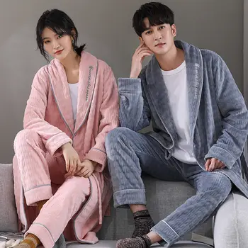 2022 Sonbahar Yeni ışık Lüks Moda Gecelik Kadınlar Uzun Mercan Polar Kalınlaşmış Bornoz Pijama Gecelik Butik Giyim 5