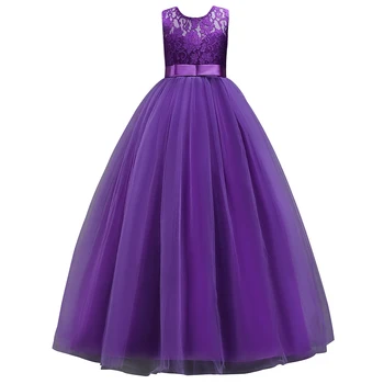 Dantel Çiçek Kız Elbise 2020 Yumuşak Tül Kat Uzunluk Balo Prenses Çocuk Kokteyl Düğün Parti Elbiseler Pageant elbise 5