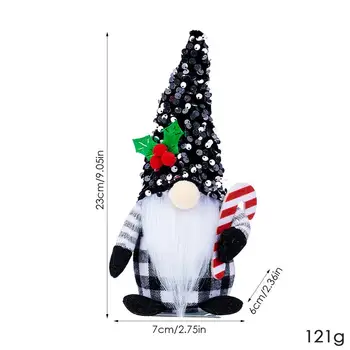 Gnome Peluş Bebek Sevimli Ve Narin Noel Meçhul Dekorasyon Figürler Kırmızı Veya Siyah Sequins Şapka 5