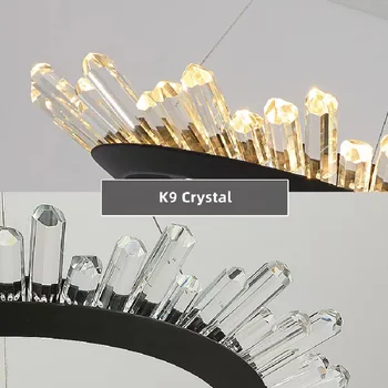 Iskandinav kristal avize dairesel halka dubleks lüks kolye lamba mutfak ada ışık oturma odası yemek masası yatak odası ışık 5