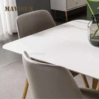 Modern italyan tarzı paslanmaz çelik kaya kurulu yemek masaları küçük daire tasarım ev ışık lüks üst taç mobilya 5