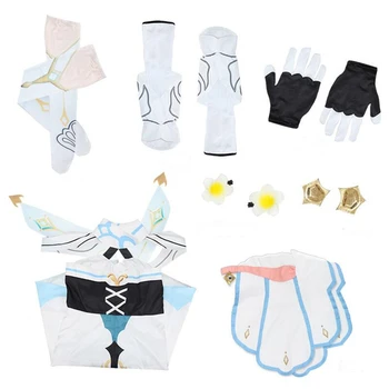 Oyun Genshin Darbe Gezgin Lümen Cosplay Kostümleri Seti Elbise Çorap Aksesuarları Kızlar Kadınlar Suit 5